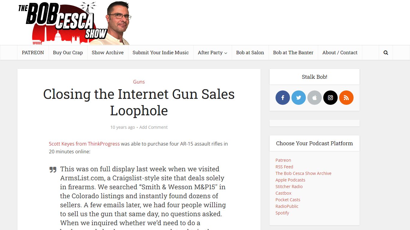 Closing the Internet Gun Sales Loophole – The Bob Cesca Show | News and ...